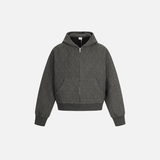 Stylish Diamond Pattern Hooded Zip-Up Sweatshirt