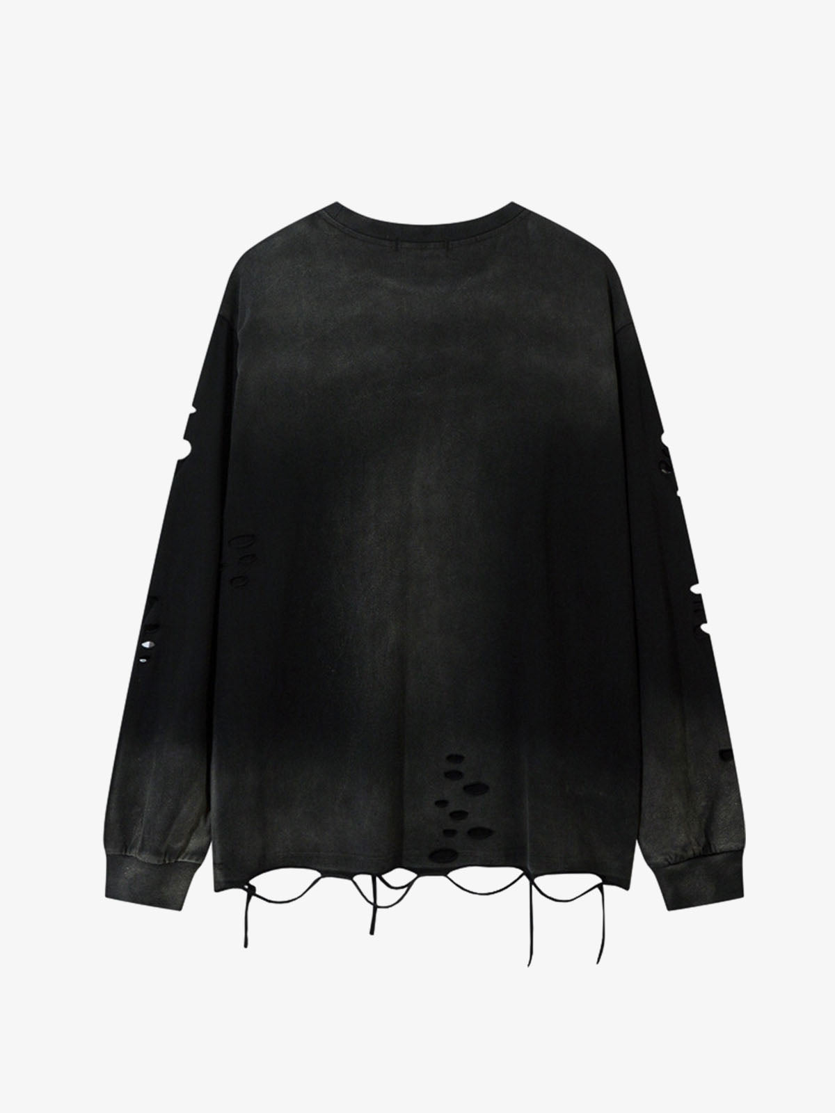Gradient Washed Ripped Casual Sweatshirt; Black / M, Black / L, Black / XL, Black / 2XL