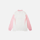 Back view of the pink StarTrack Zip-Up Sweatshirt in a gray background