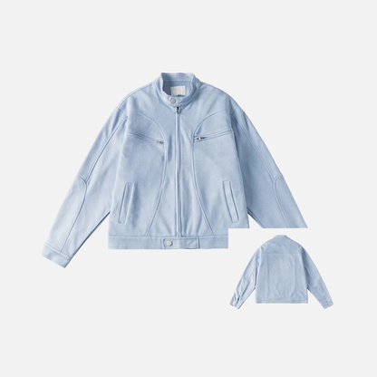 Couples Light Blue Motorcycle Jacket