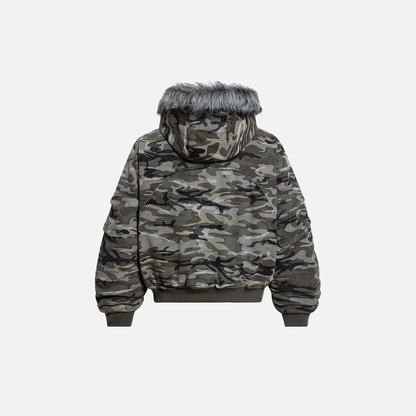 Warm Camouflage Fur Hooded Padded Jacket
