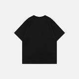 Back view of the black Ancient China Retro Embroidery T-shirt in a gray background