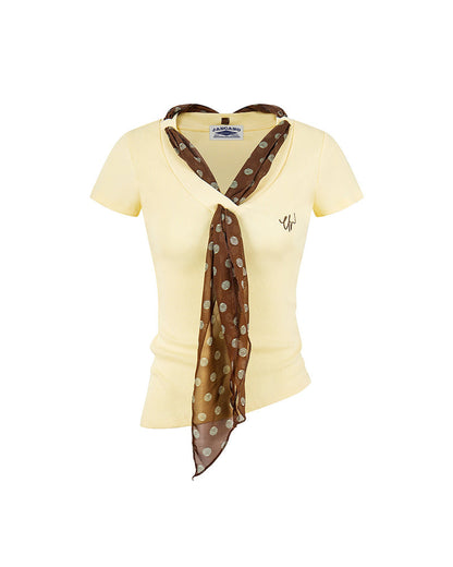 Scarf Detail Fitted Tee