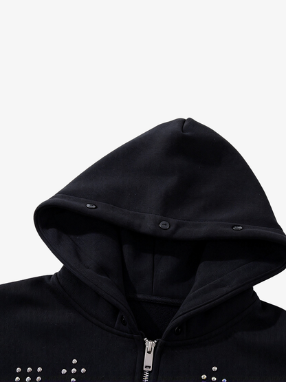 Detachable Fur Cross Zip Hoodie
