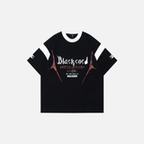 Warm Graphic Printed V-Neck Cotton Racing T-Shirt