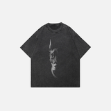 Oversized Faded Black Doberman Graphic T-Shirt