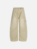 Vintage Distressed Workwear Wide-Leg Cargo Jeans