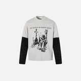 Insulated Color Block Long Sleeve Cross Print T-Shirt