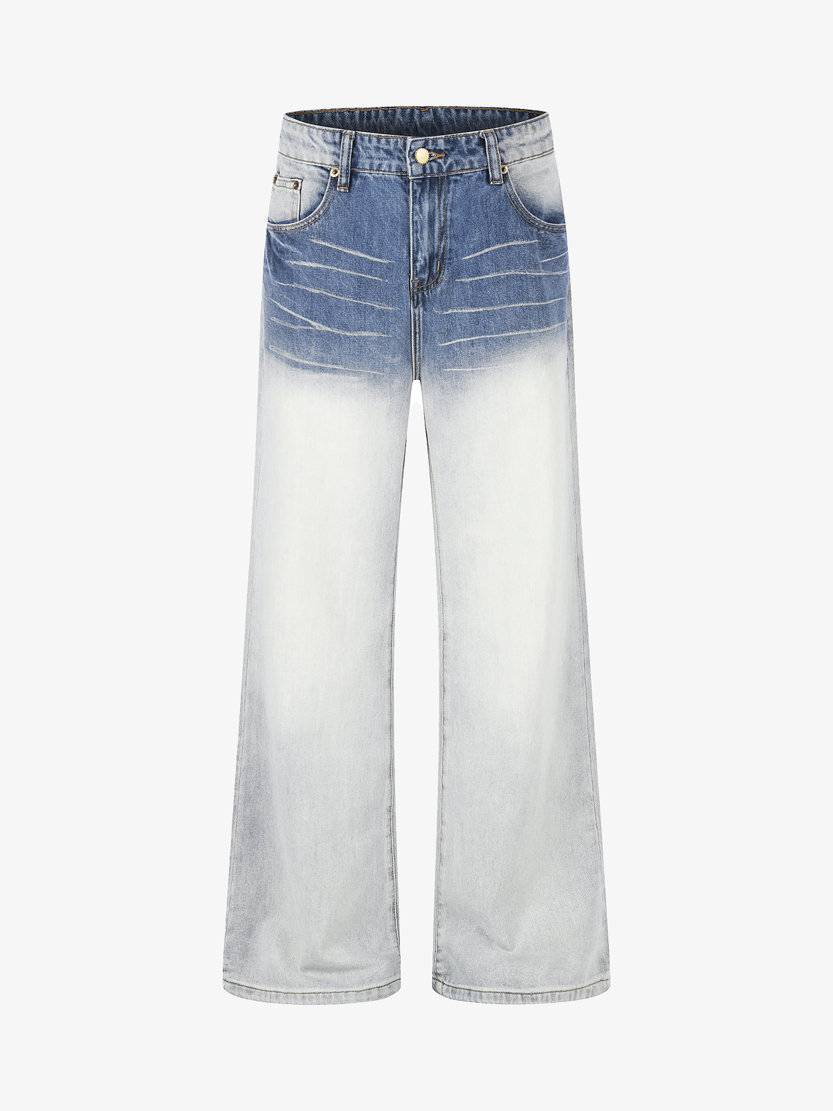 Gradient Whisker Wide-Leg Jeans; Blue / S, Blue / M, Blue / L, Blue / XL, Blue / 2XL, Blue / 3XL