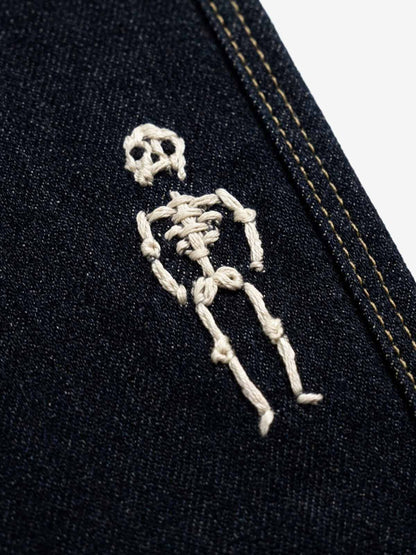Pirate Skull Heavyweight Black Raw Denim Jeans; Basic Black / S, Basic Black / M, Basic Black / L, Basic Black / XL, Basic Black / 2XL