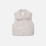 Fashionable Chic Beige Faux Fur Vest