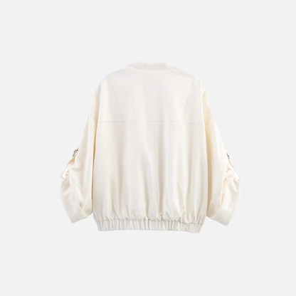 Insulated Linen Blend Zipper Windbreaker Jacket