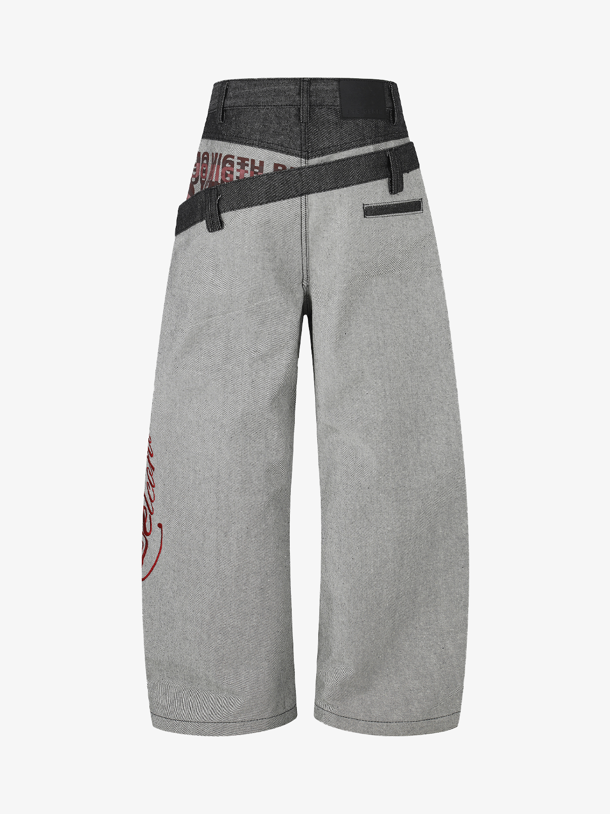 Two-Tone Graphic Baggy Jeans; Black / S, Black / M, Black / L, Black / XL