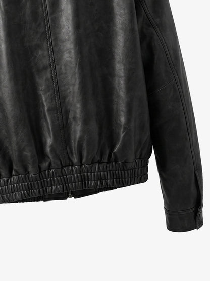 Cross Embroidered Color Block Cropped Biker Jacket; Black / S, Black / M, Black / L, Black / XL, Black / 2XL, Black / 3XL