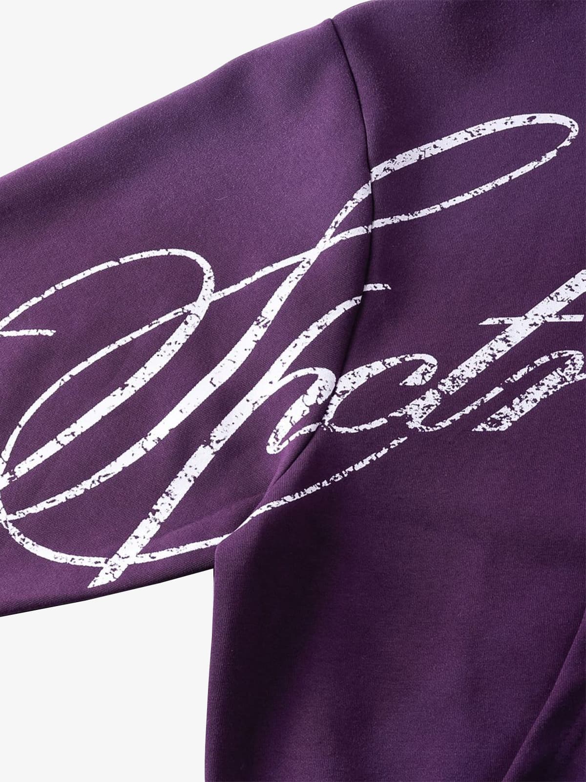 High Street Script Letter Print Zip-up Hoodie Jacket; Purple / S, Purple / M, Purple / L, Purple / XL