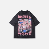 Vintage Black Graphic Print Japanese T-Shirt