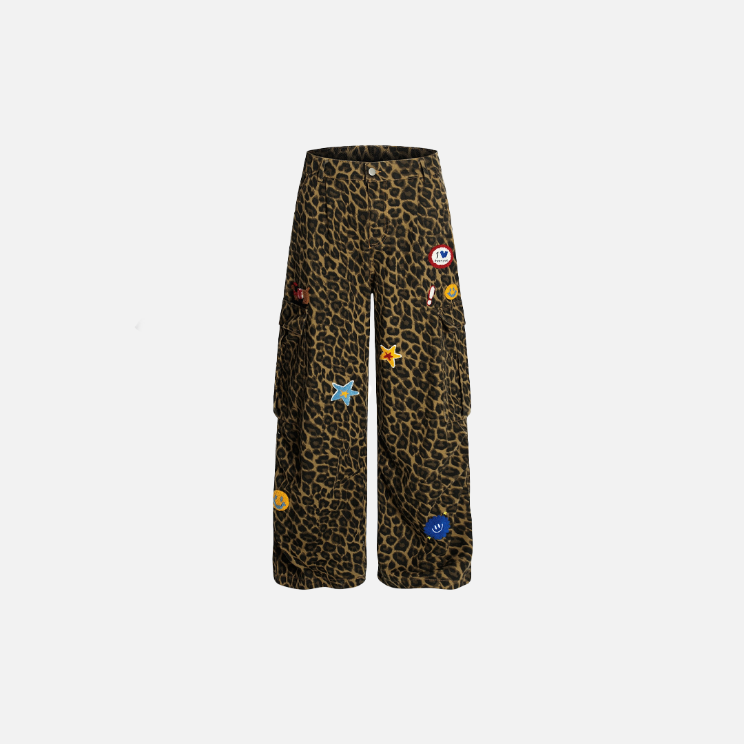 Men Essential Vintage Leopard Print Workwear Pants