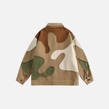 Streetwear Camouflage Color Block Hip Hop Denim Jacket