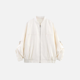 Insulated Linen Blend Zipper Windbreaker Jacket