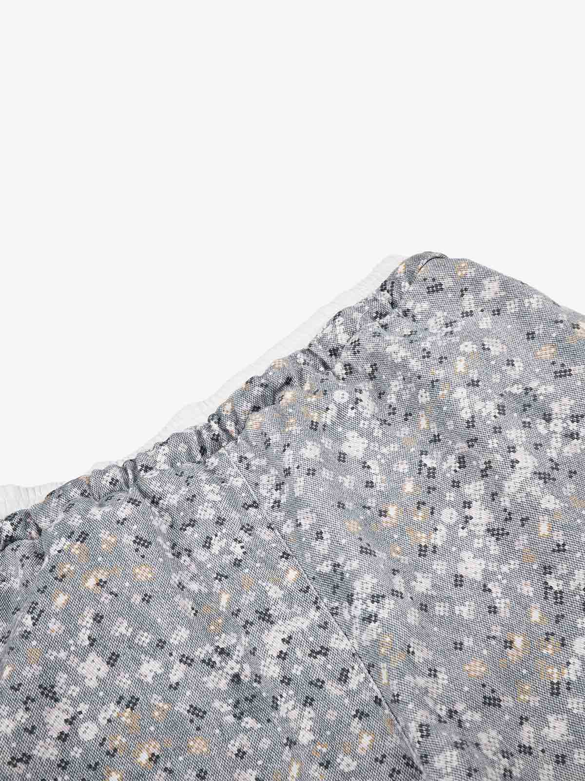 Floral Graphic Drawstring Wide-Leg Pants; Gray / S, Gray / M, Gray / L, Gray / XL
