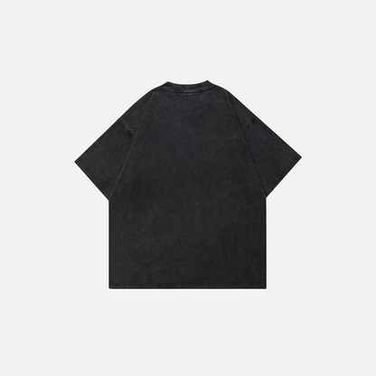 Oversized Vintage Graphic Shadow Cotton T-Shirt