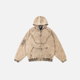 Retro American Style Washed Hooded Denim Jacket
