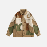 Streetwear Camouflage Color Block Hip Hop Denim Jacket