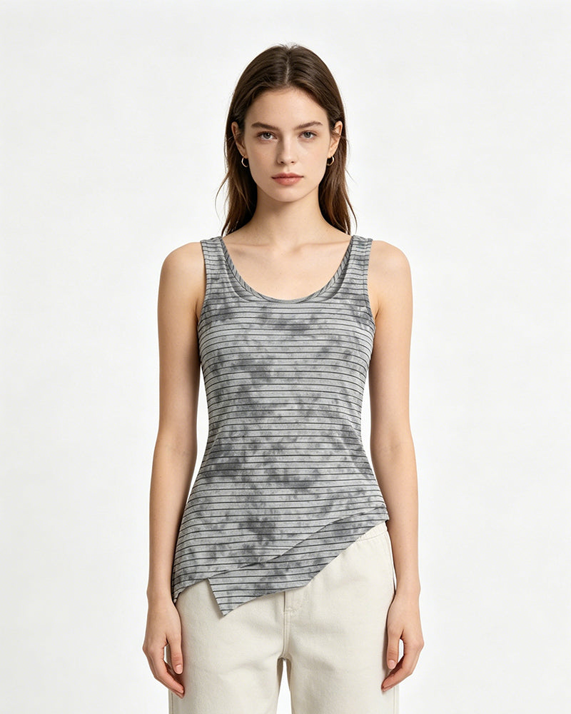 Fitted Asymmetrical Hem Tank Top