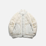 Retro Patched Zip-up Puffer Jacket