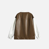 PU Leather Motorcycle Varsity Jacket