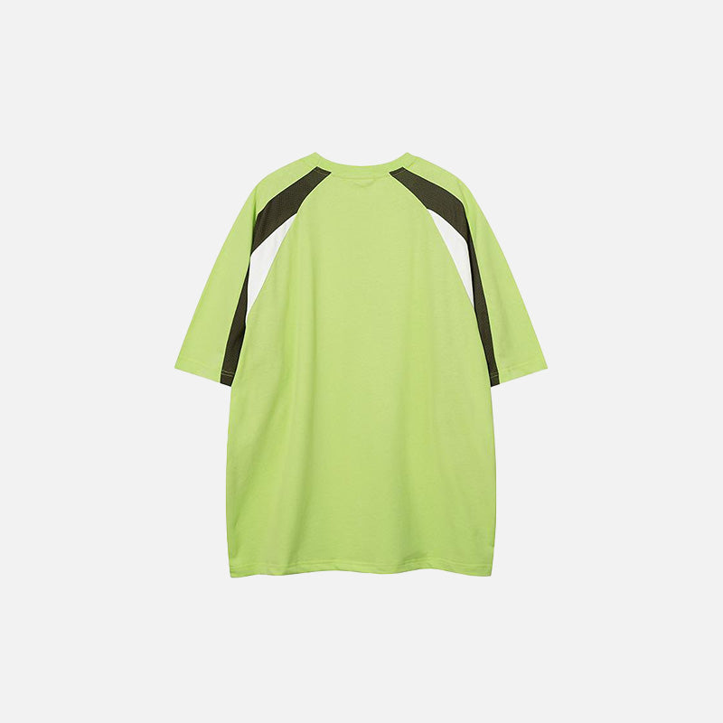 Back view of the green Neon Sports T-shirt in a gray background