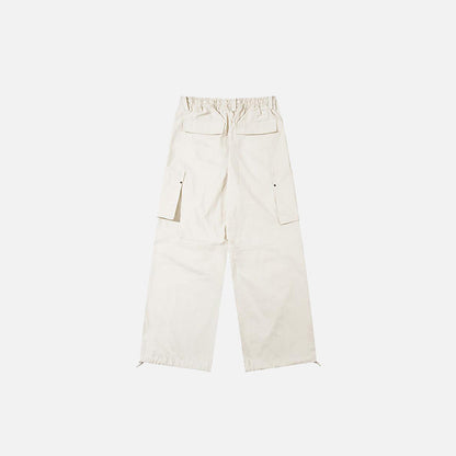 Back view of the Loose Solid Color High Waist Cargo Pants