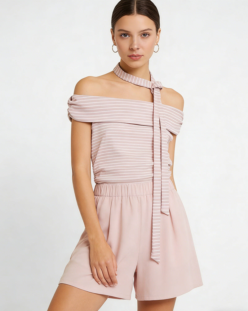 Sweet Off-Shoulder Striped Top