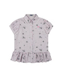 Ruffle Hem Plaid Short Sleeve Shirt