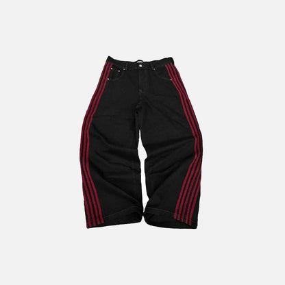 Front vew of the red black Metro Renegade Jeans