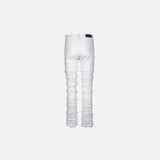Back view of the white Distressed Patchwork Skinny Jeans in a gray background