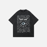Effortless Streetwear Washed Black Eye Graffiti T-Shirt