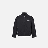 Front view of the black Sleek Performance Track Jacket in a gray background