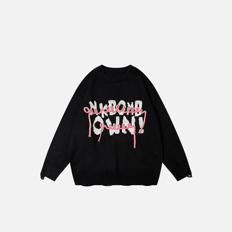 Rope Letter Print Sweater