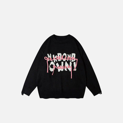 Rope Letter Print Sweater