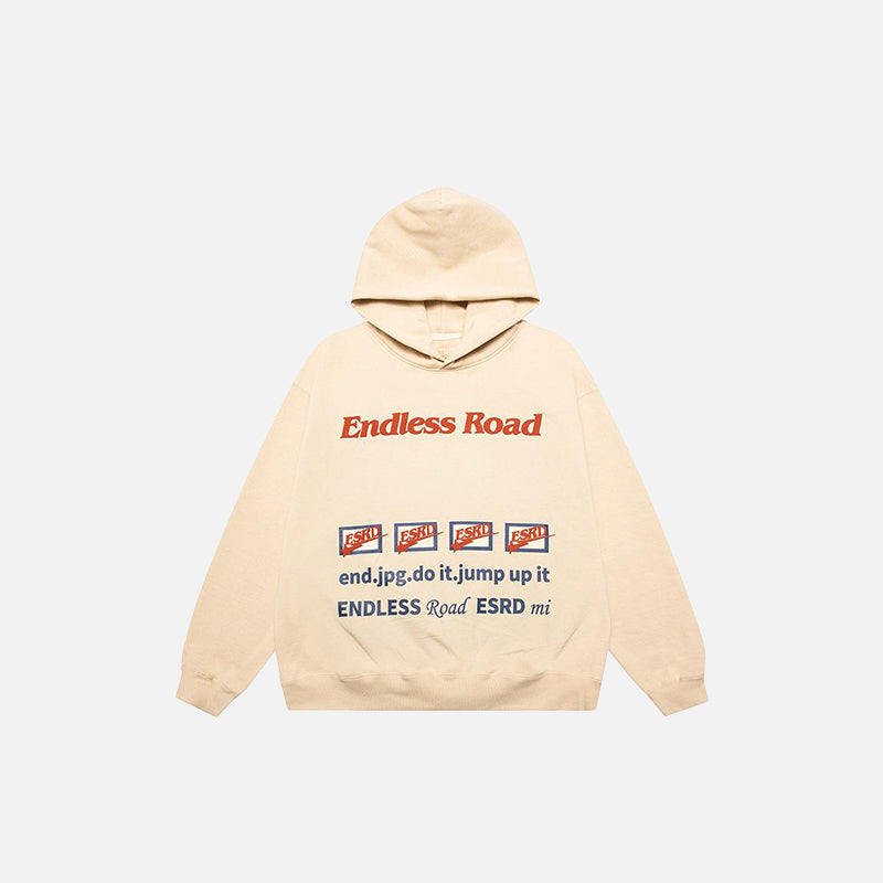 "Endless Road" Letter Print Hoodie
