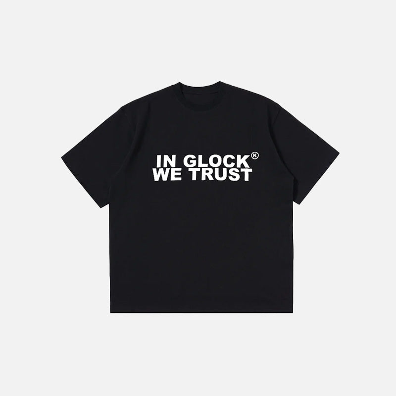 Front view of the black Y2k Vintage Gothic T-Shirt in a gray background