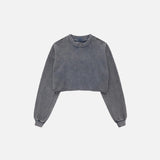 Front view of the royal blue Women Distressed Loose T-Shirt in a gray background 