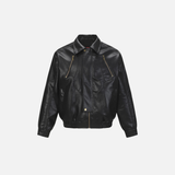 Modern Sleek Motion Edge Zipper Leather Jacket