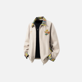 Trendy Fashionable Embroidered Suede Plaid Jacket