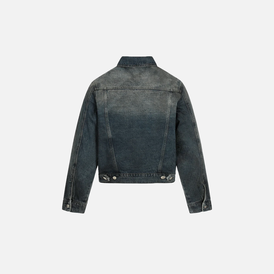 Y2K Distressed Single Breasted Washed Denim Jacket