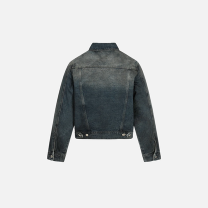 Y2K Distressed Single Breasted Washed Denim Jacket