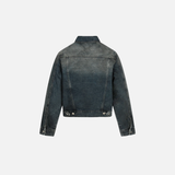 Y2K Distressed Single Breasted Washed Denim Jacket