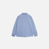 Back view of the blue Characters Checkered Shirt in a gray background