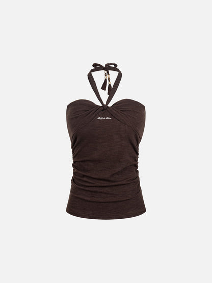 Ruched Tie Front Tube Top
